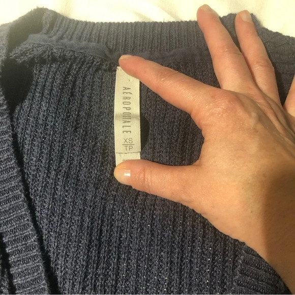 Aeropostale Coastal Grandma V-neck  Cardigan - Navy and White - 100% cotton - Picture 5 of 8